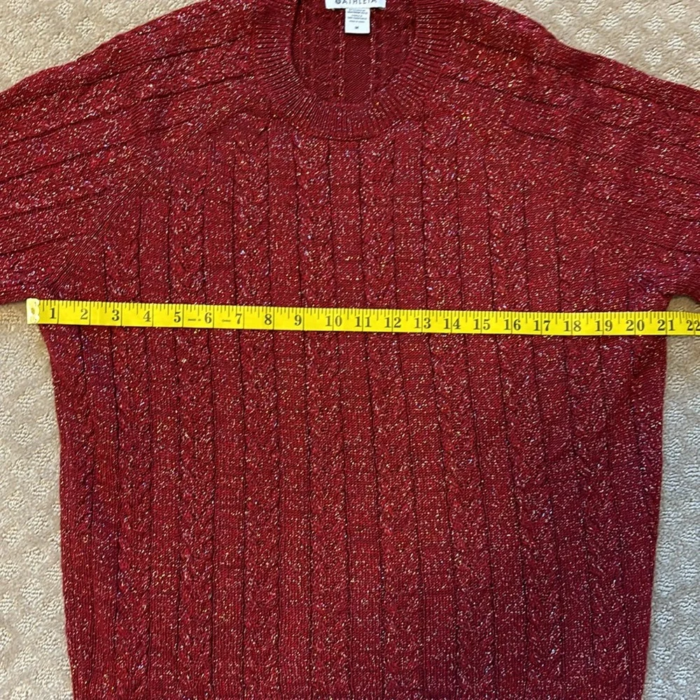 Athleta Sparkly Metallic Thread Red Crewneck Sweater size Medium - Picture 10 of 10